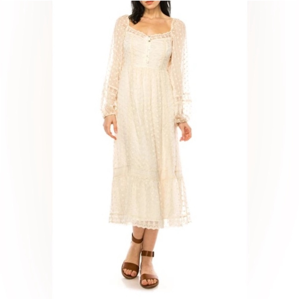 A Collective Story Embroidered Mesh Maxi Dress